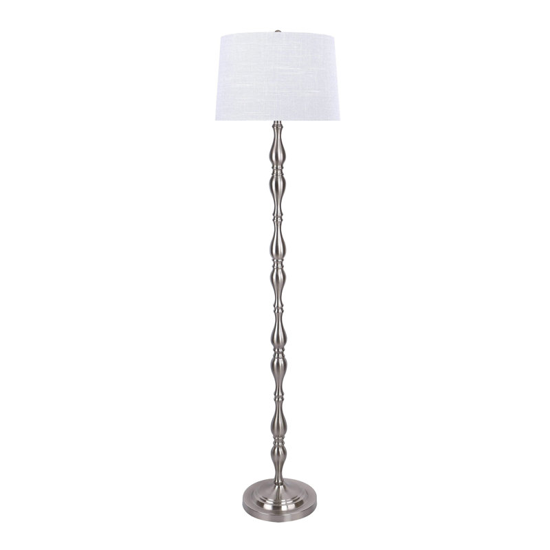 Lampe sur pied 65 po Matzke, Blanc, Nickel brossé