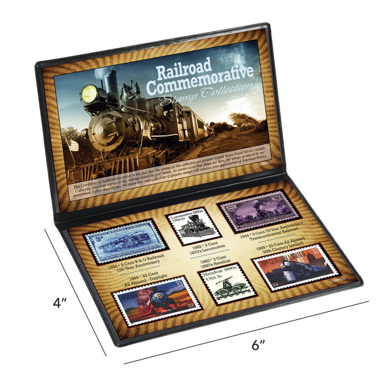 Railroad Commemorative Stamp Collection with Certificate of Authenticity