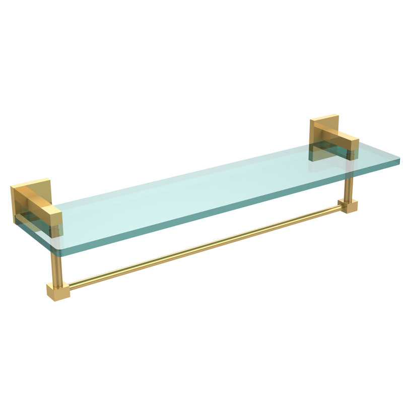 Haranu Bracket Shelf with Towel Bar, Polished Brass, 22 Inch