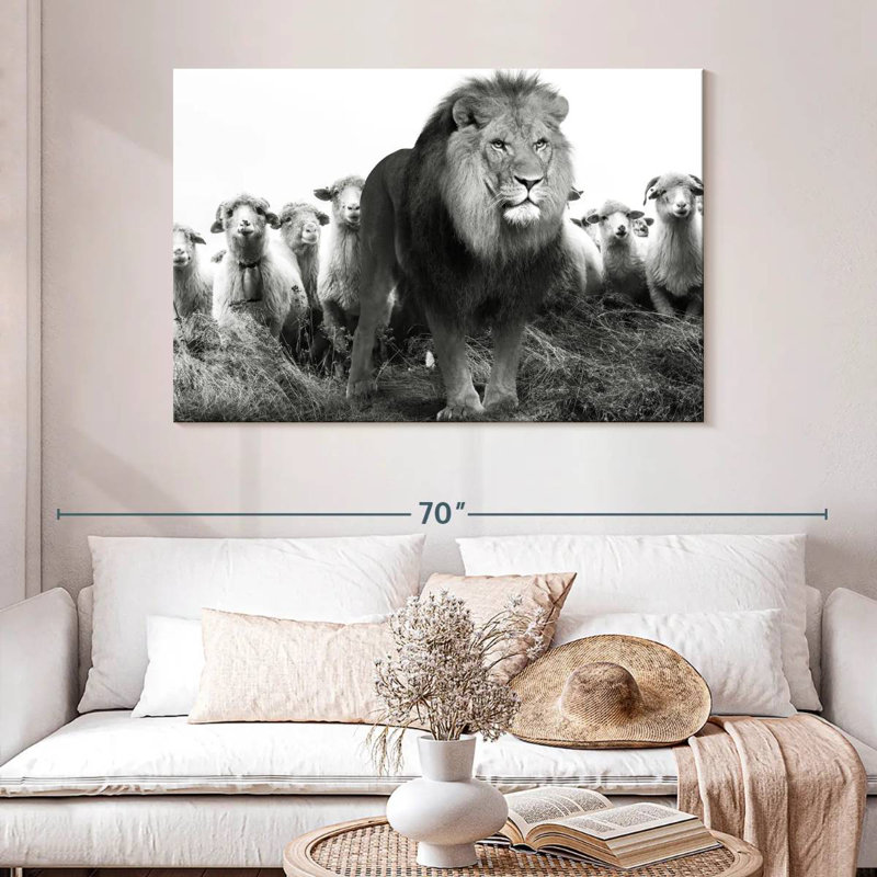 Lion Among Sheep, 32" H x 48" W