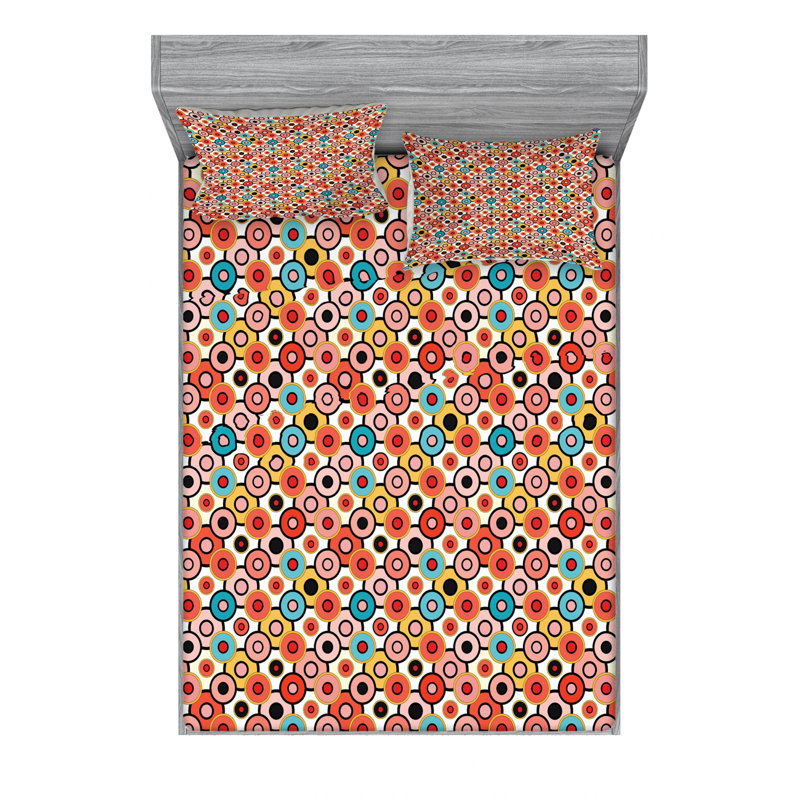 Microfiber Geometric Sheet Set, Queen Sheet Set with Fitted Sheet