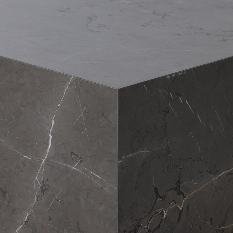 Plinth Marble End Table, Gray Italian Marble