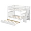 Lit superposé double en bois avec lit gigogne et escalier de rangement-1838681840