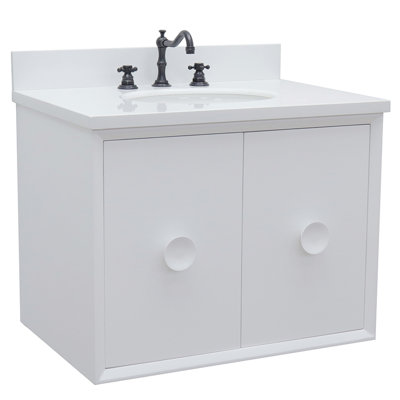 Ensemble de meuble-lavabo mural simple 31 po Crumley