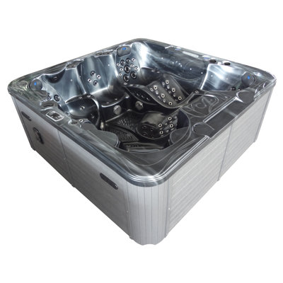Belfry Bathroom Miramontes 220V 6 Person 150 - Jet Acrylic Square Hot Tub with Ozonator in Grey