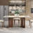 63'' Rectangular Dining Table For 4-6, Stone Dining Table With Wooden Double Base