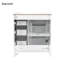 Meuble-lavabo moderne de 30 po avec lavabo en céramique, structure en bois d'hévéa, tiroirs à fermeture en douceur et tiroir de rangement intelligent avec évier de 30 po, panneaux, porte et rangement pour tablettes