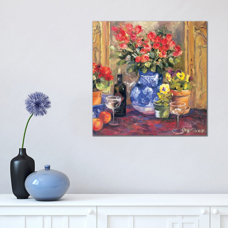 Red Flowers 1 Piece Painting on Canvas, 45.72 cm H x 45.72 cm W x 1.91 cm D, Wrapped Canvas