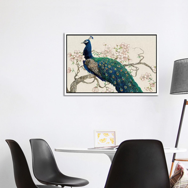 Peacock & Blossoms II by Tim OToole - Gallery-Wrapped Canvas Giclée on Canvas, 101.6 cm H x 66.04 cm W, White Floater Framed