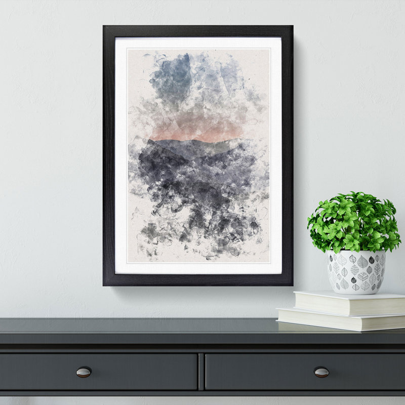 Ben Lui Mountain Scotland Watercolour - Picture Frame Graphic Art, 45cm H x 33cm W x 2cm D, Black Framed