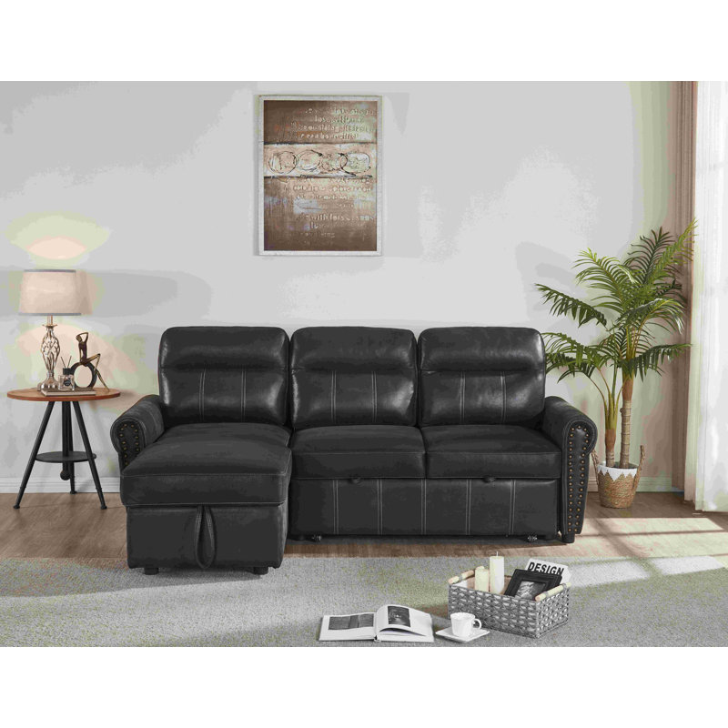 Canapé modulaire 2 pièces Dashone, Similicuir noir