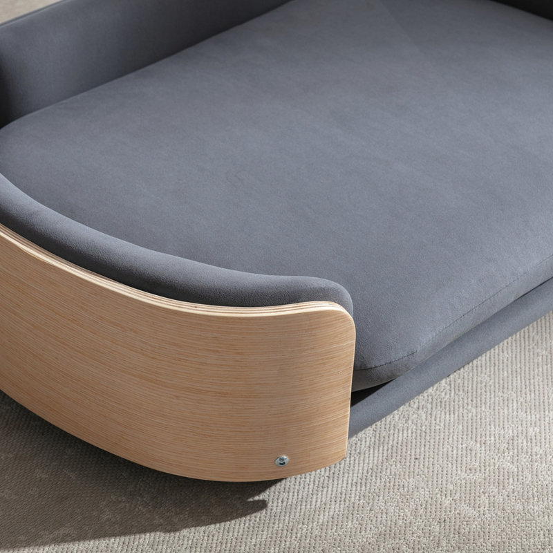Canapé pour chien de style scandinave, Grand (H 11,02 po x l 38,58 po x P 26,77 po), Gris foncé / naturel