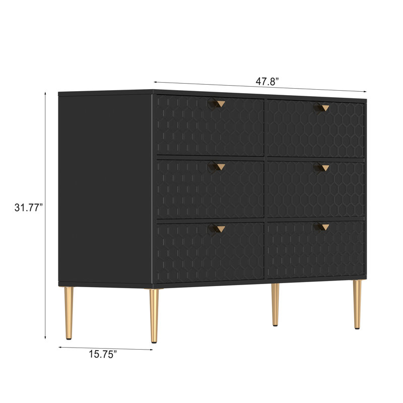 Lucresia 6 Drawer 47.8'' W Chest, Black