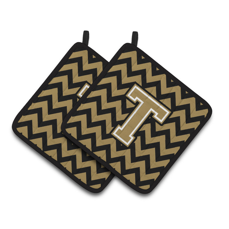 Poignée à chevrons, T, Noir / doré foncé
