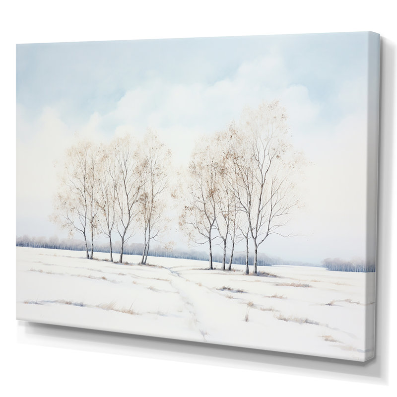 Neige, hiver, minimalisme, paysage sur toile, Toile tendue, H 24 po x l 32 po