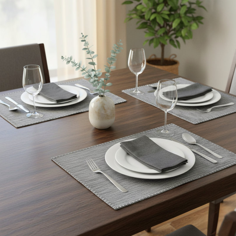 Napperons en coton avec ensemble de 4 napperons décoratifs, Gris