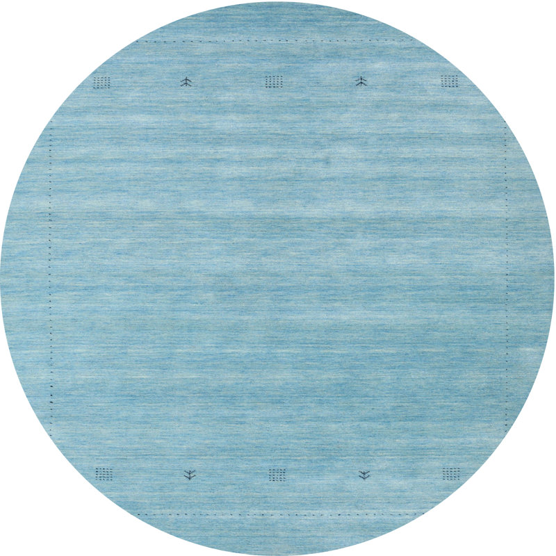 Tapis de zone bleu contemporain, Rond 5 pi