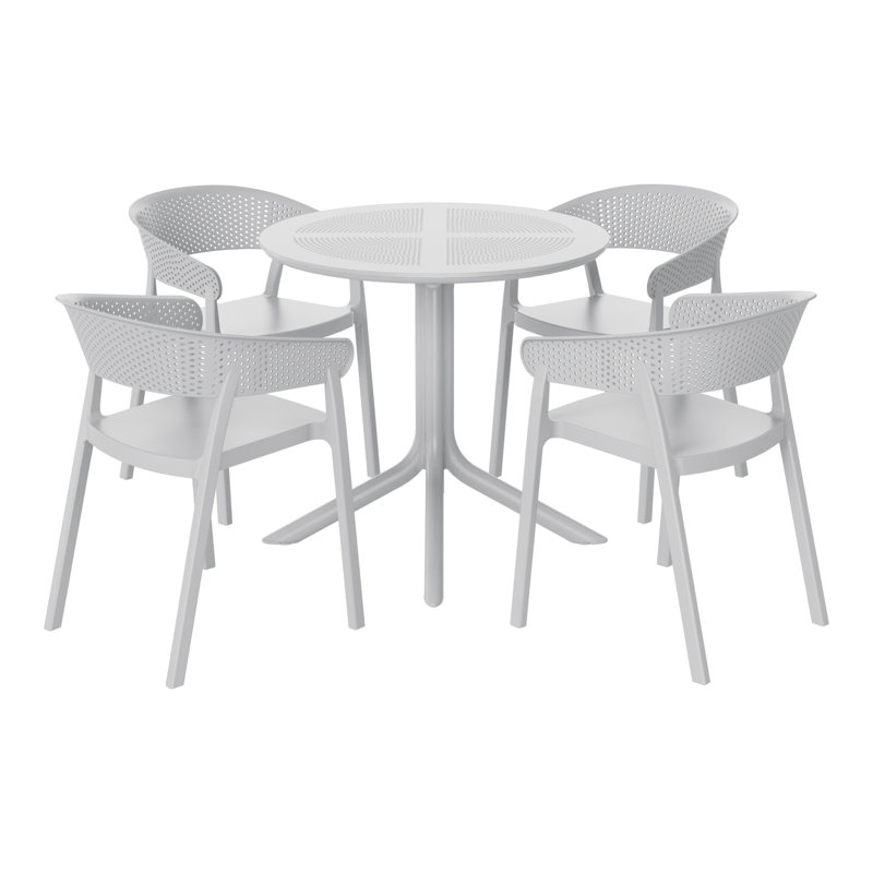4-Person Outdoor Round Dining Set, Gray