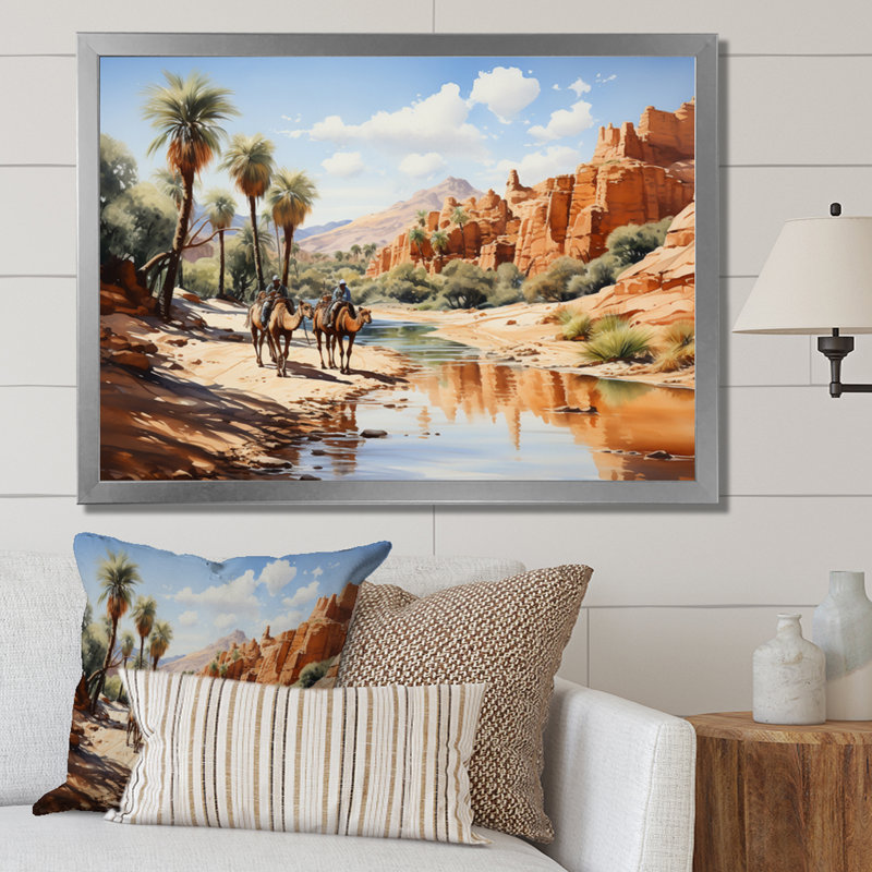 Sahara Sands Depict I - Animals Canvas Art Print, H 30 po x l 40 po x P 1,5 po, Cadre simple argenté