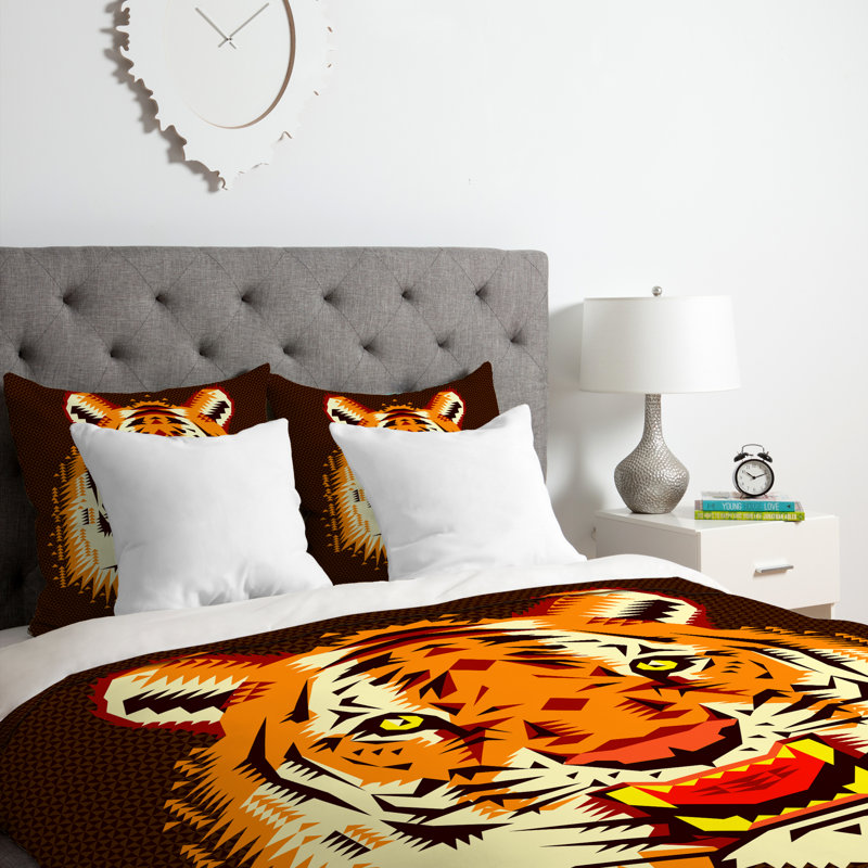Ensemble de housse de couette géométrique Tiger, Housse de couette simple / simple TG et 1 taie dé