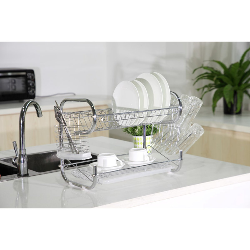 Panier à vaisselle en acier inoxydable, H 14,8 po x l 18 po x P 9,6 po