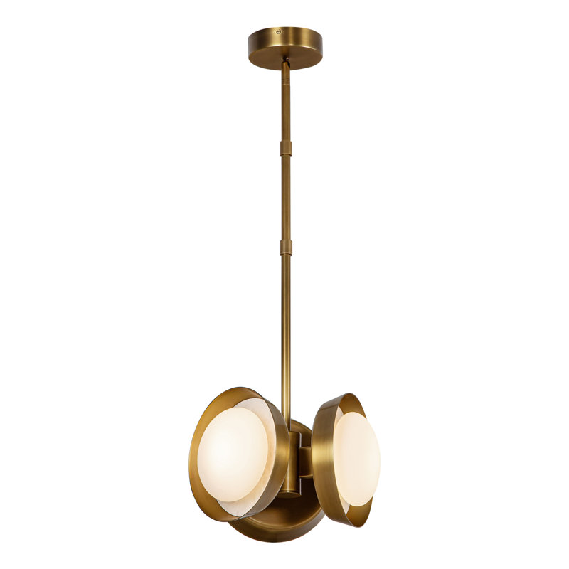 Alonso Vintage Brass LED Pendant with Glass Shade