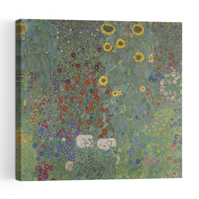 Farm Garden With Sunflowers, 1905-06 Abstract Contemporary City Flower Wall Art Print by Gustav Klimt - 1 Piece Wrapped Canvas Wall Art