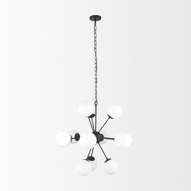Lustre linéaire moderne Spoutnik 11 lumières Adeola, Noir mat