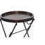 Table d'appoint latérale en métal avec plateau en bois brun