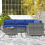 Ensemble de 4 meubles de jardin en osier de rotin avec coussins bleu marine