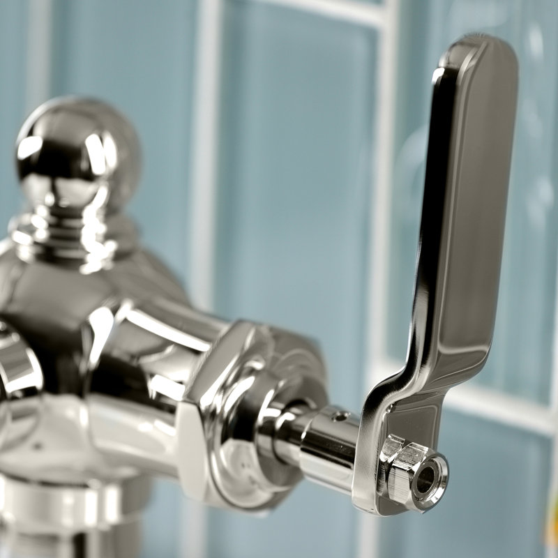 Kingston Brass Knight Single-Handle 1-Hole Deck Mount Bathroom Faucet with Push Pop-Up and Deck Plate, Lever Handle, Silver