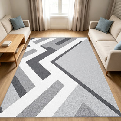 Gray Chevron Pattern area rugs for Living Room, Soft and Comfortable, Suitable for all seasons, easy to maintain, machine washable Indoor floor mat, Under Table Farmhouse suitable for Bedroom, Dining Room, Study, Patio, Balcony, Home Decor