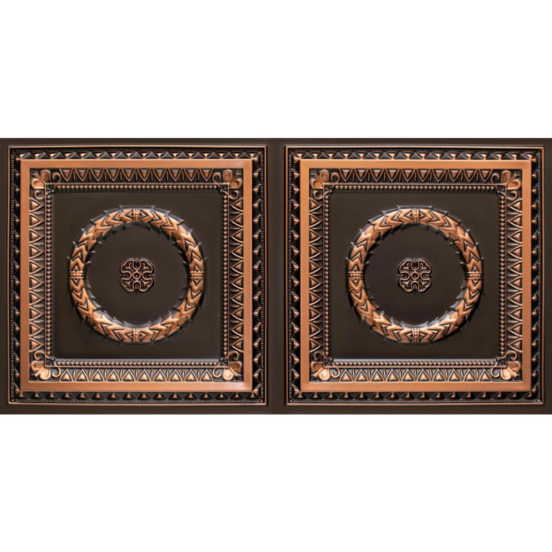 Antique Copper 2' x 4' PVC Laurel Wreath Ceiling Tile