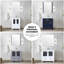 Meuble-lavabo simple 54 po Large gris foncé avec armoires latérales, plateau en céramique blanche, structure en bois massif, tiroir à fermeture en douceur, une armoire intérieure pour le rangement, surface pour teinture et égratignure, pré-percé