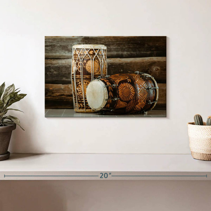 Abarca Indian Dholak Drums, 8" H x 12" W