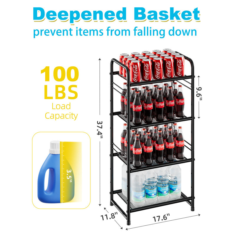 17.72'' W Iron Height -Adjustable Storage Rack, Black