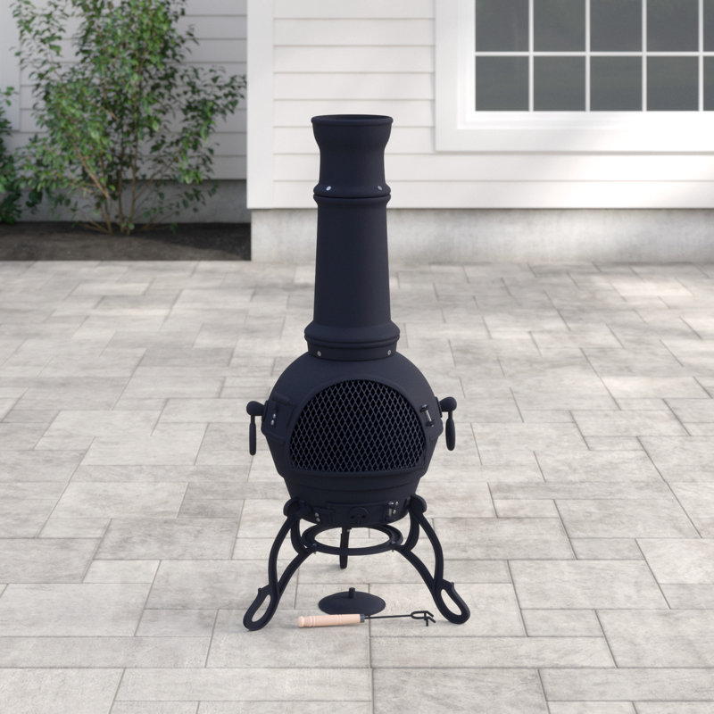 Toledo Column Cast Iron Smokeless Chimnea, 129cm H x 45cm W x 45cm D, Black