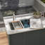 Lavabo d'extérieur à double cuve encastré en acier inoxydable avec poste de travail