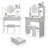 Round LED Mirror Vanity Table with Cushioned Stool and USB Power Socket-914382134