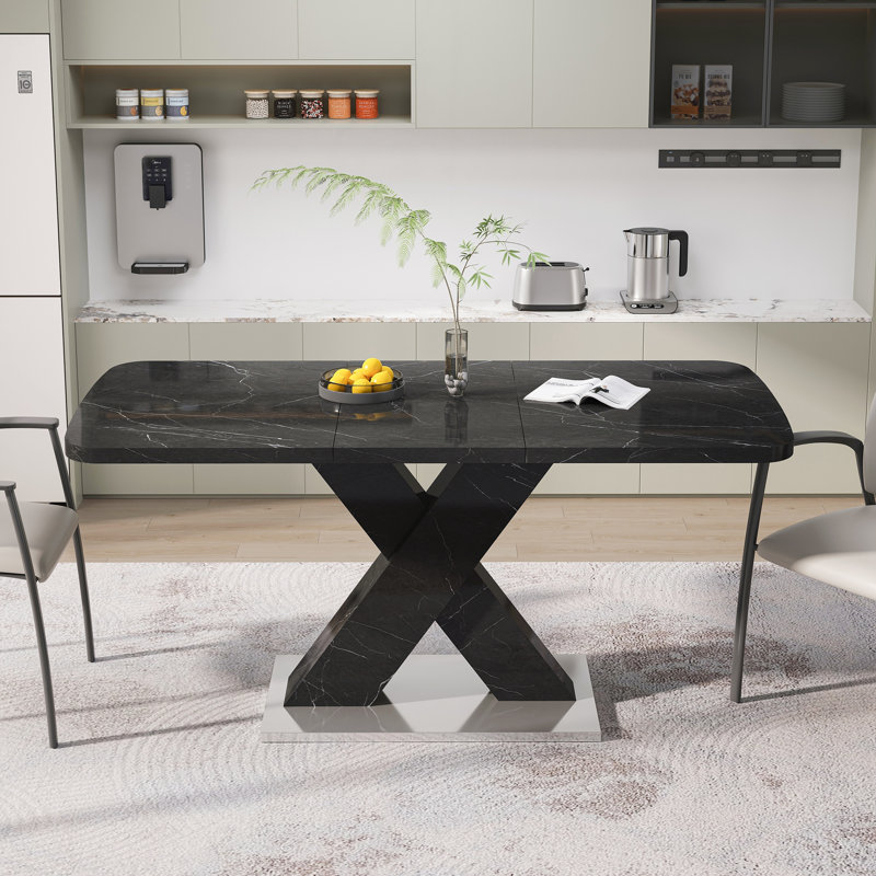 Table de salle à manger moderne, Noir, Noir