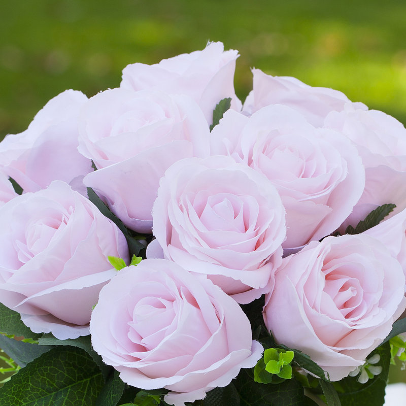 Faux Silk Rose Arrangement in Pot, Pink