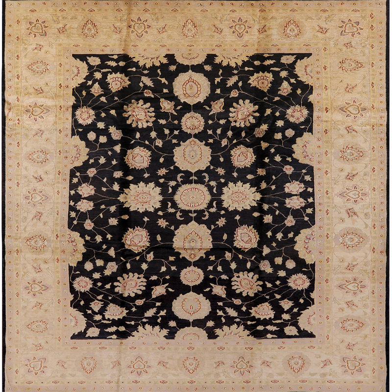 Tapis oriental noir / beige Hayasdan, Carré 4 pi