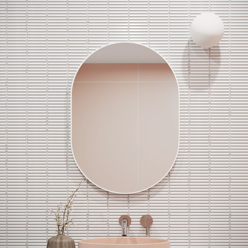 Modern & Contemporary Accent Bathroom / Vanity Dresser Mirror, White, 28" x 20"