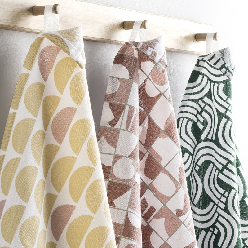 Retro Geometric Multicolor Cotton Kitchen Towel Set