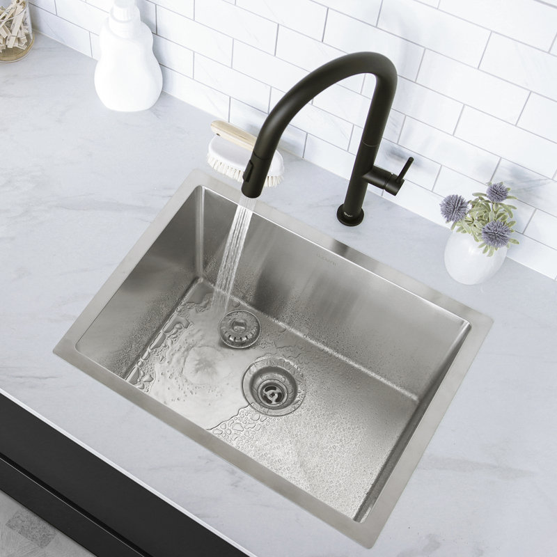 Azuni Undermount or Drop-In 22" Single Bowl Stainless Steel Laundry Sink with Strainer