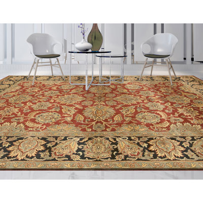 Tapis rectangulaire en laine noué à la main