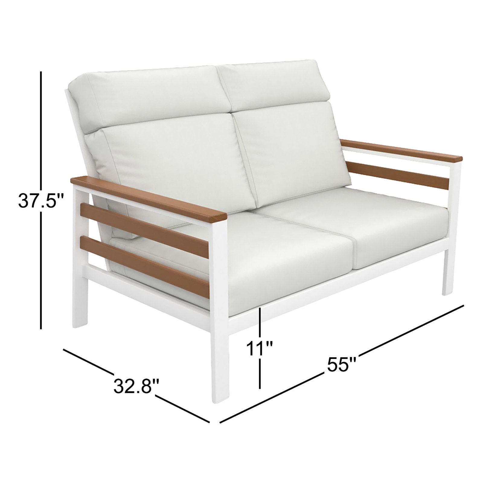 Townsend 55" Sunbrella® Patio Loveseat, Canvas White