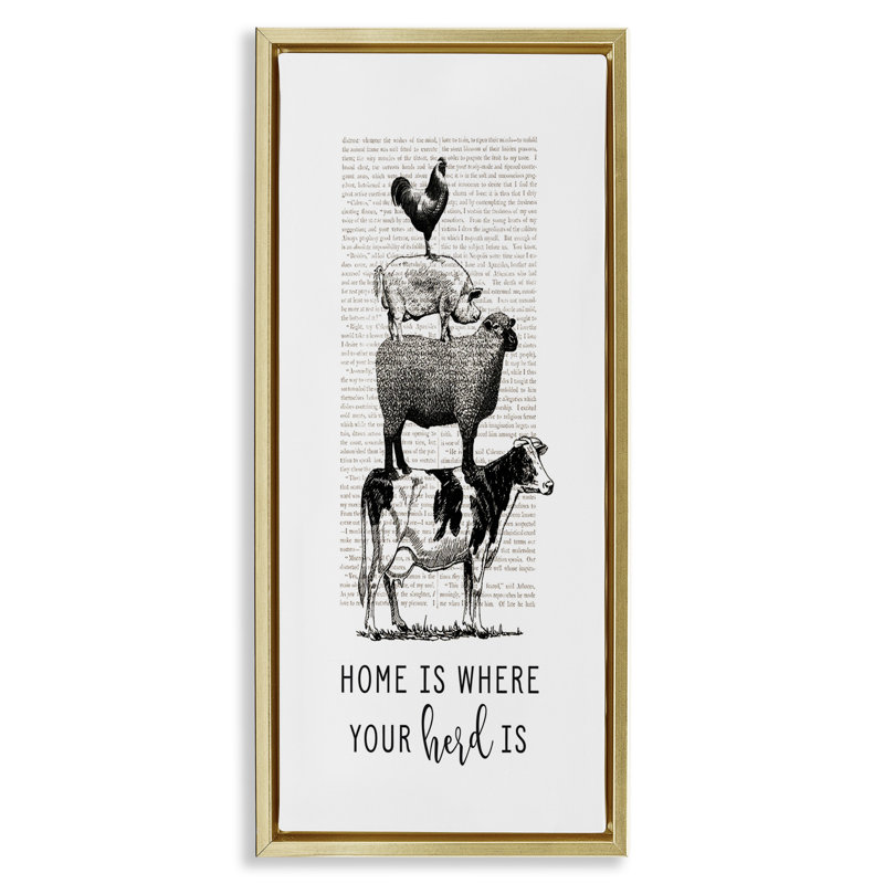 «Where Your Herd Family Animals», art mural encadré sur toile flottante par lettré et doublé rwp-110, H 25 po x l 11 po