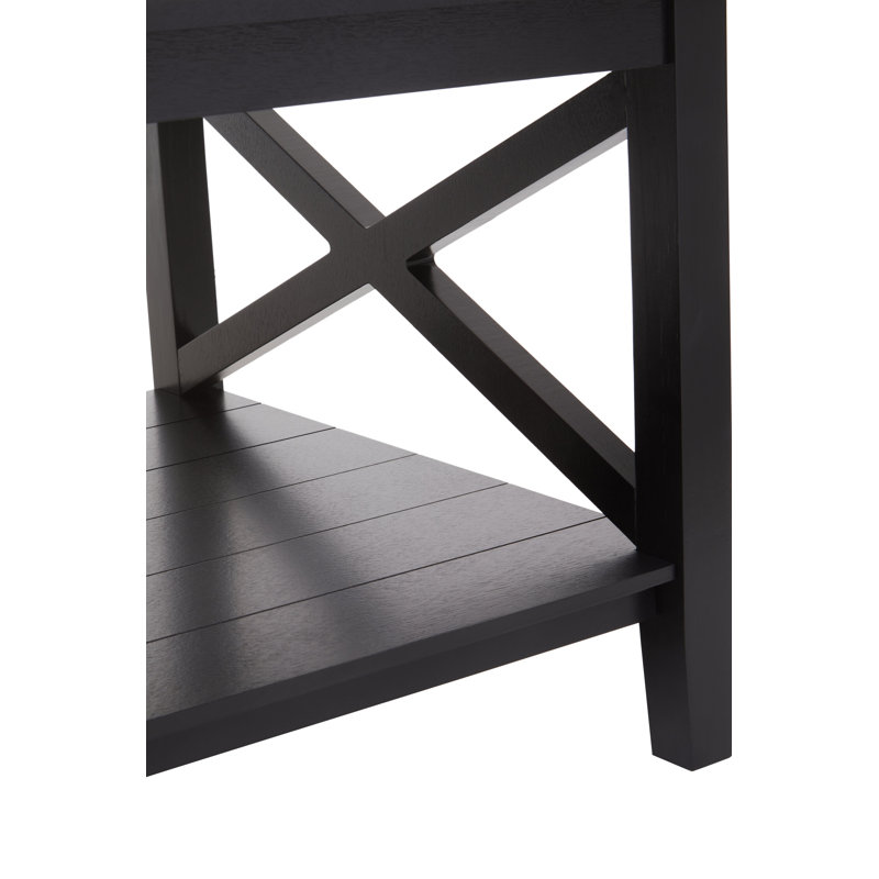 Solid Wood Frame Coffee Table with Storage, Black
