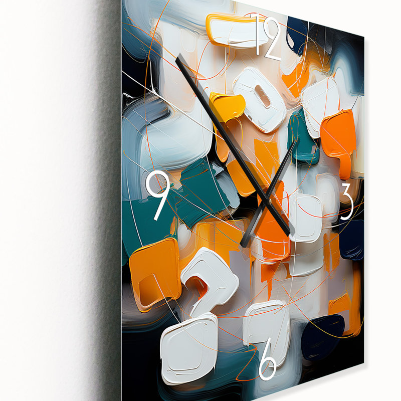 Happiness Abstract Minimal Peinture I - Peinture abstraite horloge murale surdimensionnée, Grand